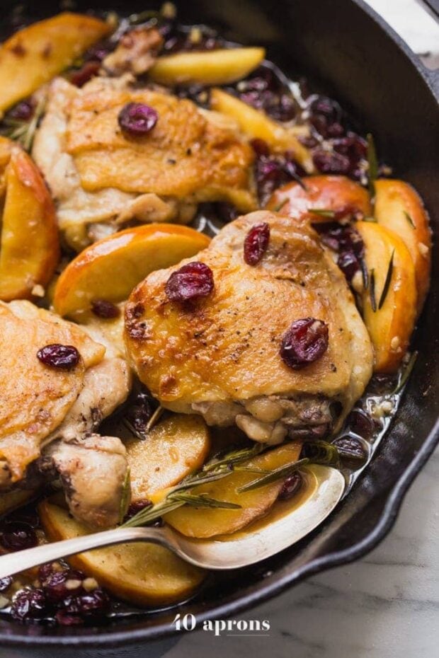 Paleo Cranberry Apple Chicken Thighs with Rosemary (Whole30)