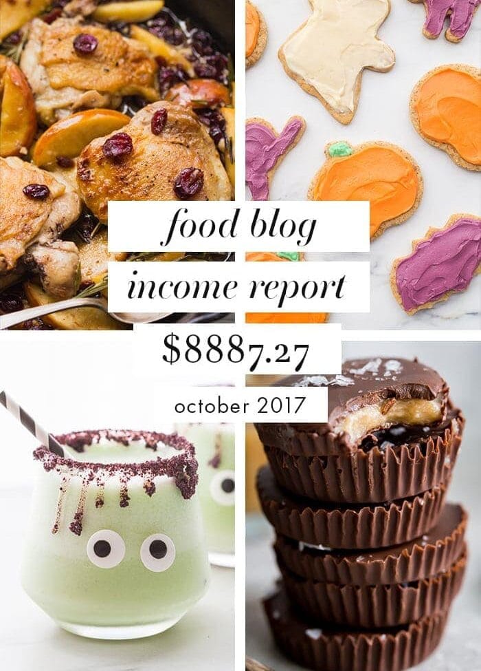 This is our food blog income report for October 2017. This food blog income report shows you how much traffic we had, what money we made, where it came from, and what it cost to run our site. This food blog income report is awesome for food bloggers looking to expand and monetize their blogs!