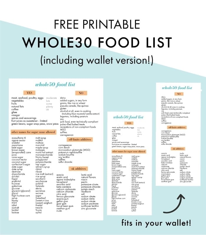 Whole30 Food List (with Printable Download)