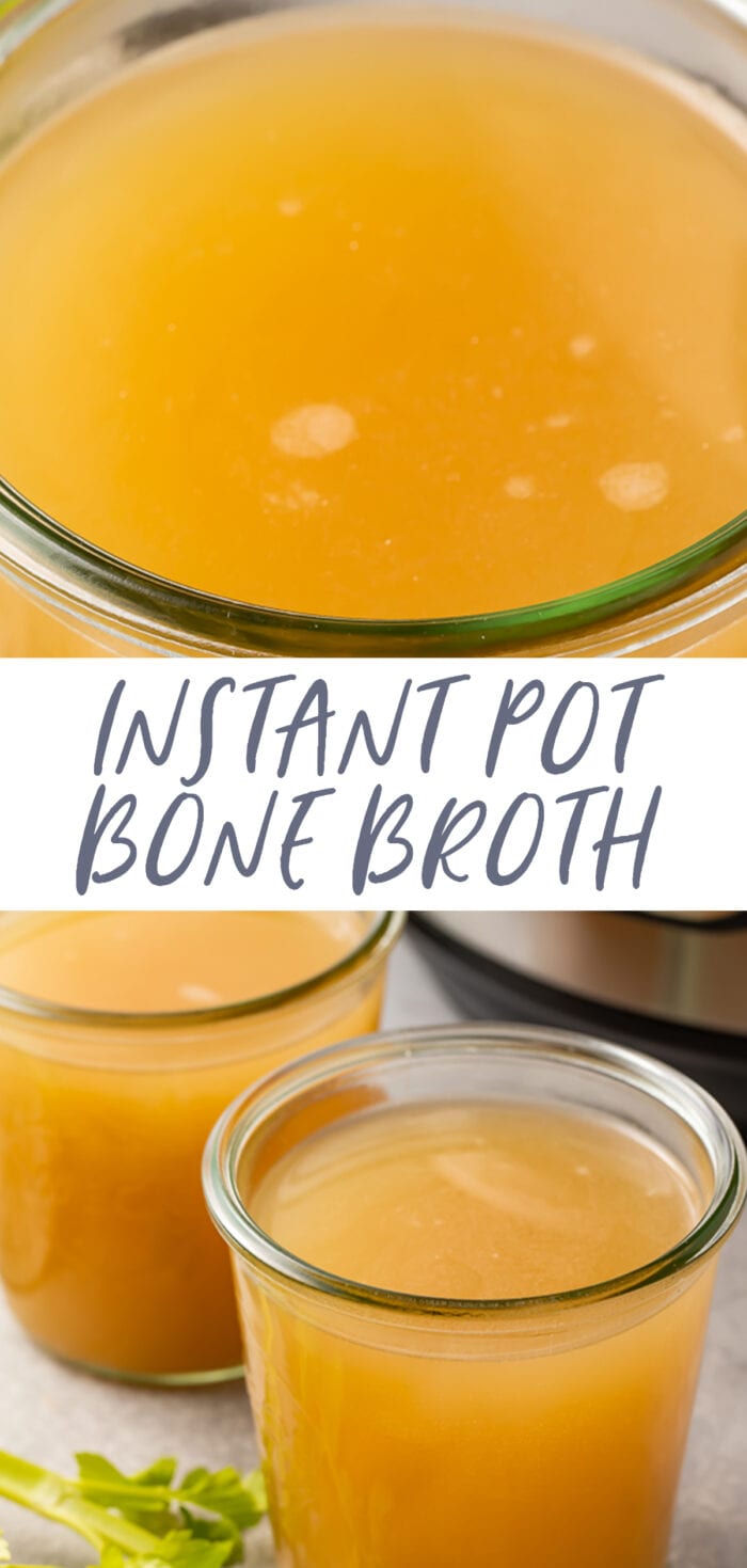 Pin graphic for Instant Pot bone broth that gels