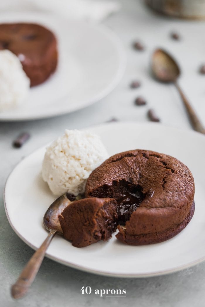 Paleo molten lava cake with ice cream