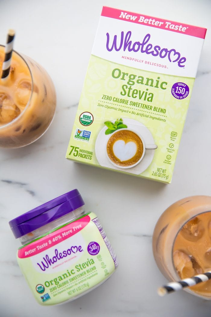 Iced dirty chai lattes with Wholesome Organic Stevia
