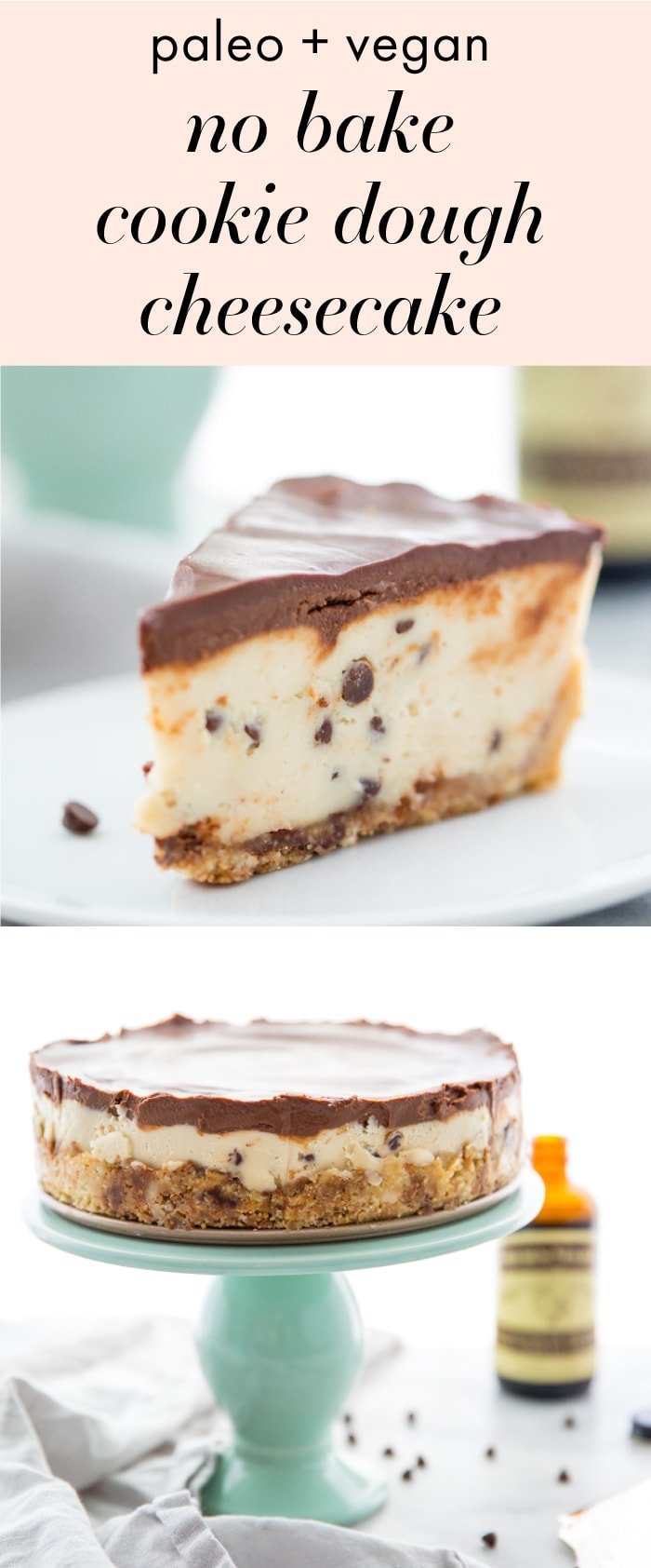 Vegan No Bake Cookie Dough Cheesecake (Paleo, Raw) - 40 Aprons