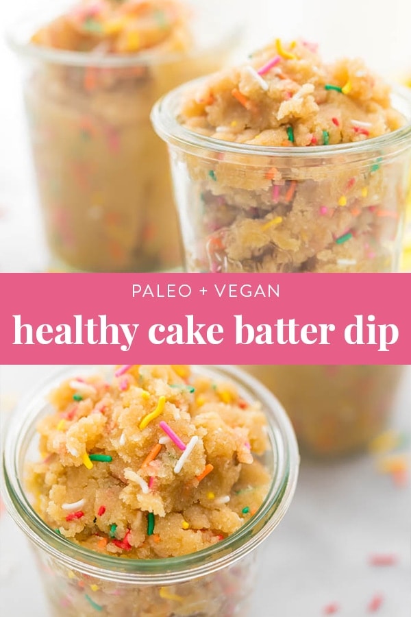 Healthy paleo and vegan birthday cake batter in jars