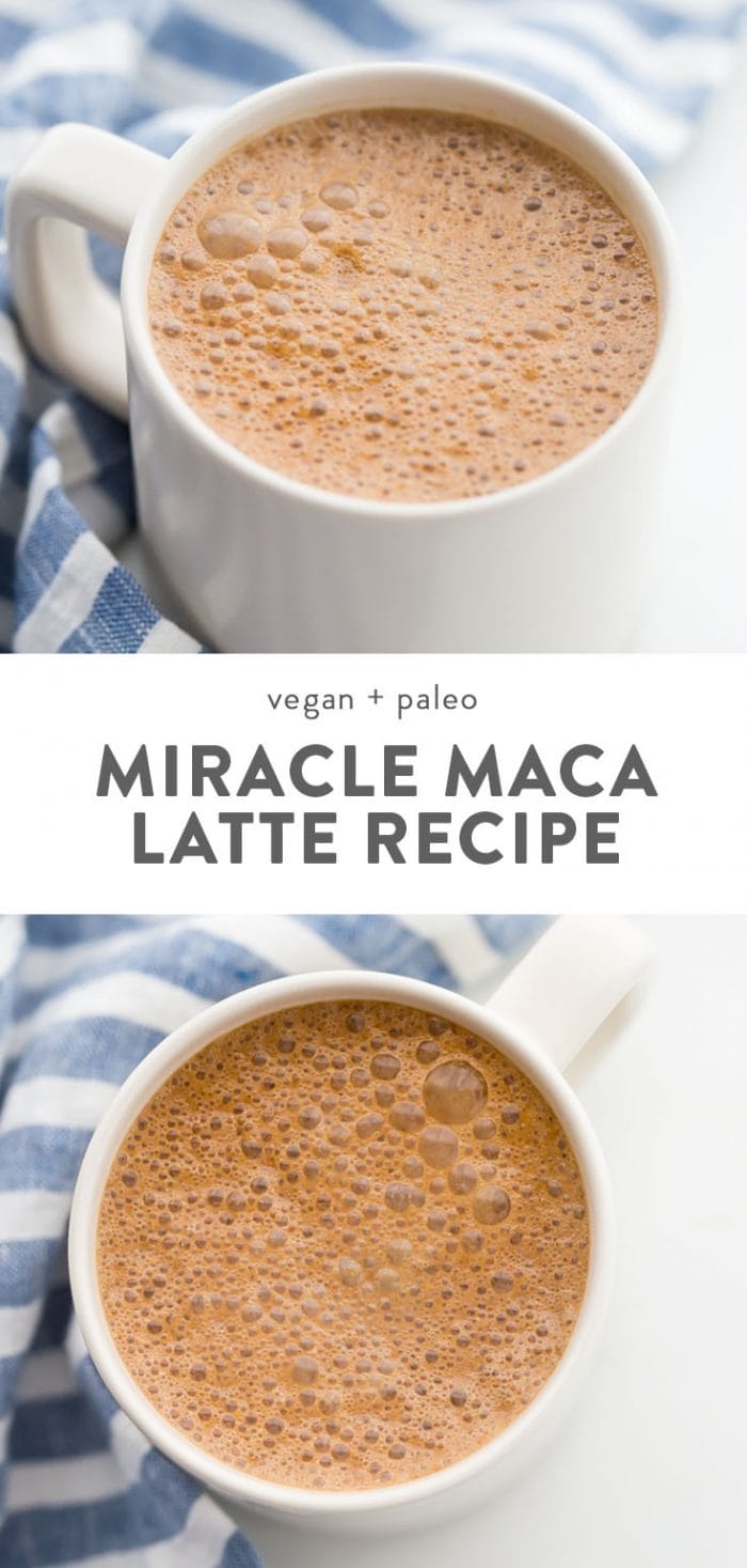 Miracle maca latte (vegan and paleo) in a mug