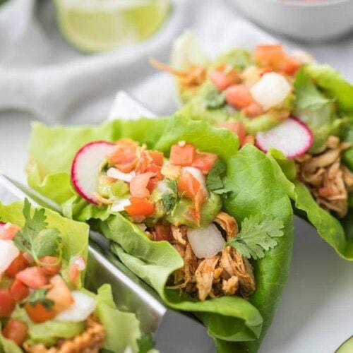Chicken Tacos in Lettuce Wraps (Paleo, Whole30, Low Carb, Keto) - 40 Aprons