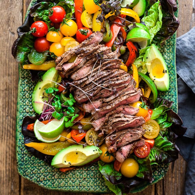 Fajita Salad With Steak Whole30 Low Carb Keto 40 Aprons