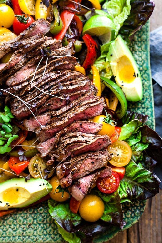 Fajita Salad With Steak Whole30 Low Carb Keto 40 Aprons