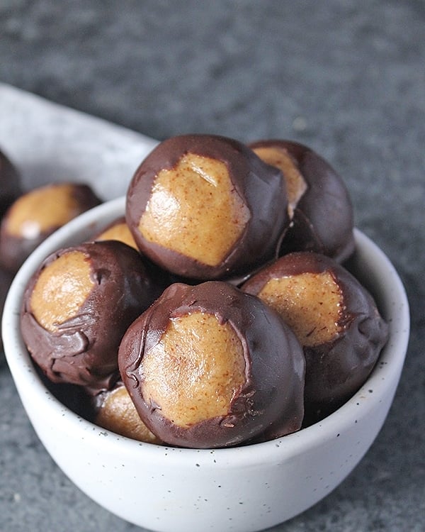 Healthy Christmas Treats Roundup Image of Paleo Buckeyes from Jay's Baking Me Crazy