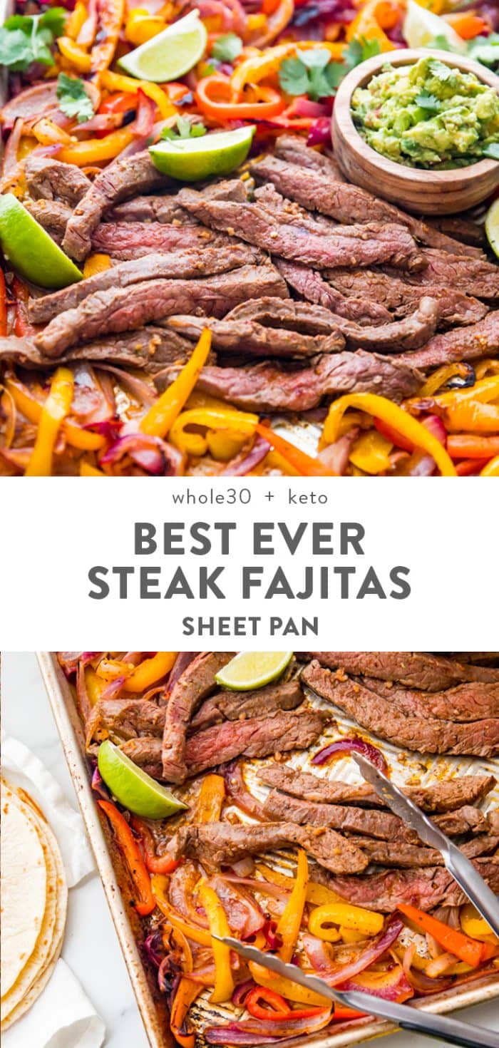 Best Sheet Pan Fajitas with Steak (Keto, Whole30, Low Carb) Pinterest image