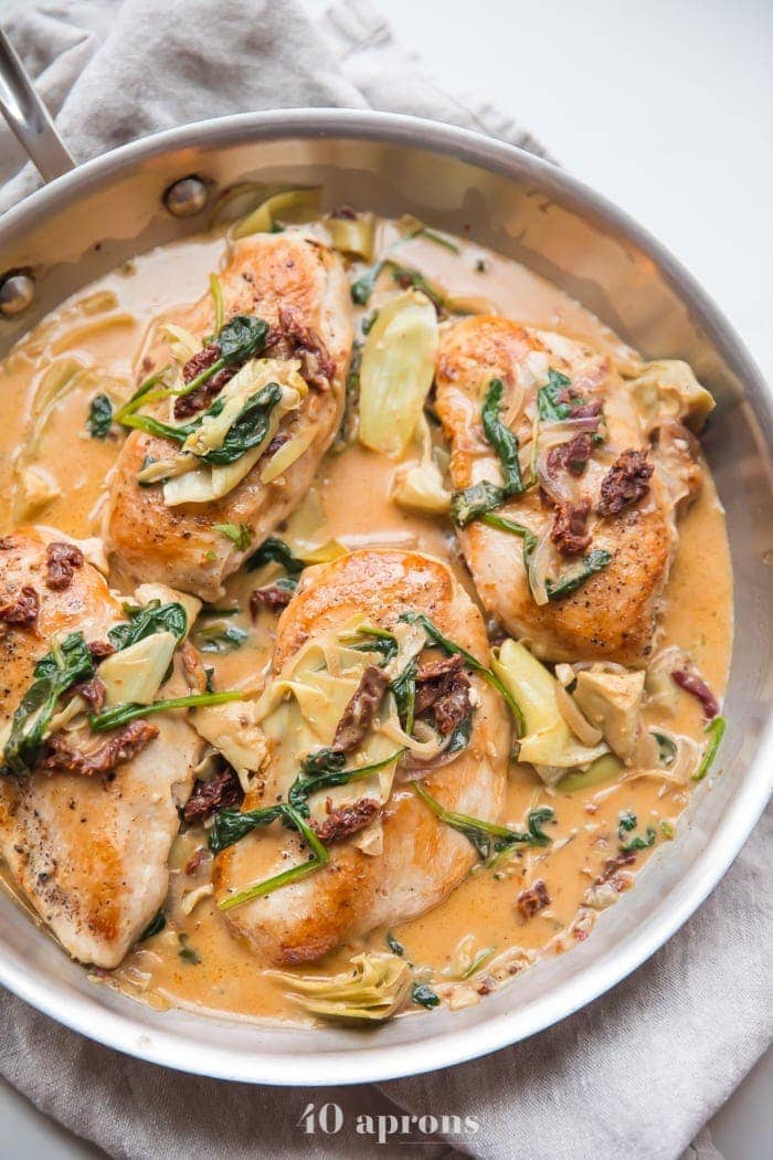 Healthy Creamy Tuscan Chicken With Artichokes Whole30 Paleo