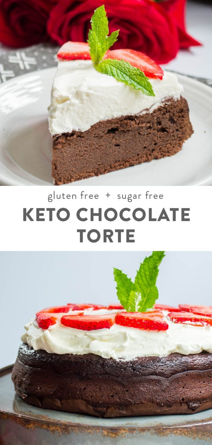 Flourless Keto Chocolate Torte (Gluten Free, Grain Free, Sugar Free) Pinterest image