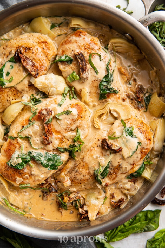 Creamy Whole30 Tuscan Chicken with Artichokes (Paleo) - 40 Aprons