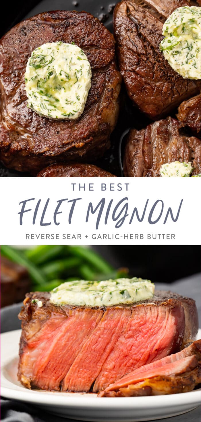 Pinterest graphic for the best filet mignon recipe ever