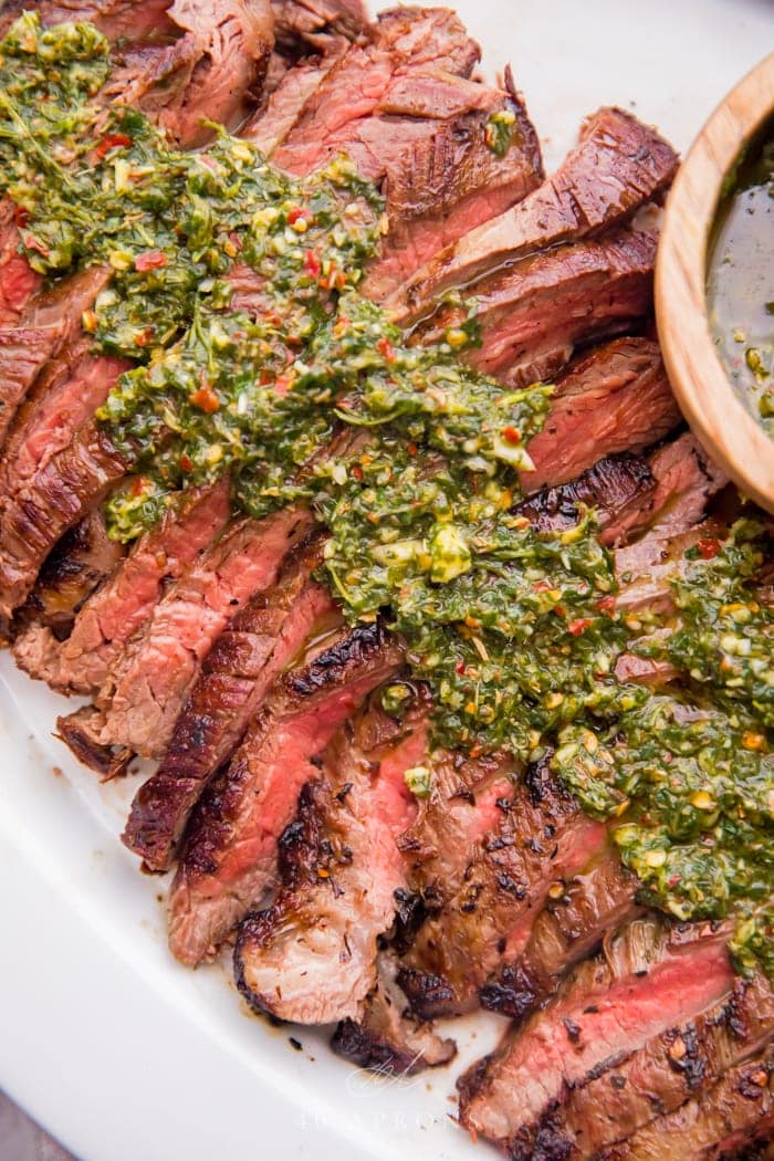 The Best Smoked Flank Steak (with Chimichurri Sauce!)