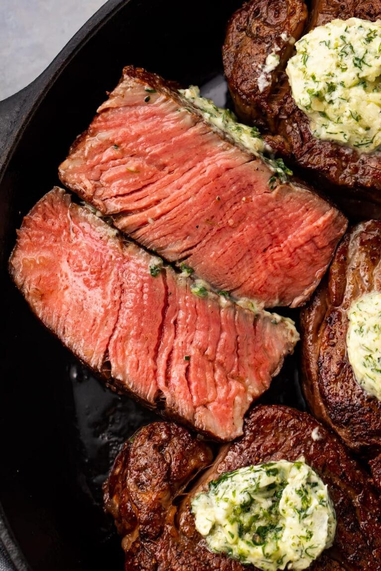 The Best Filet Mignon Recipe Ever with Garlic Herb Compound Butter (Reverse Sear)