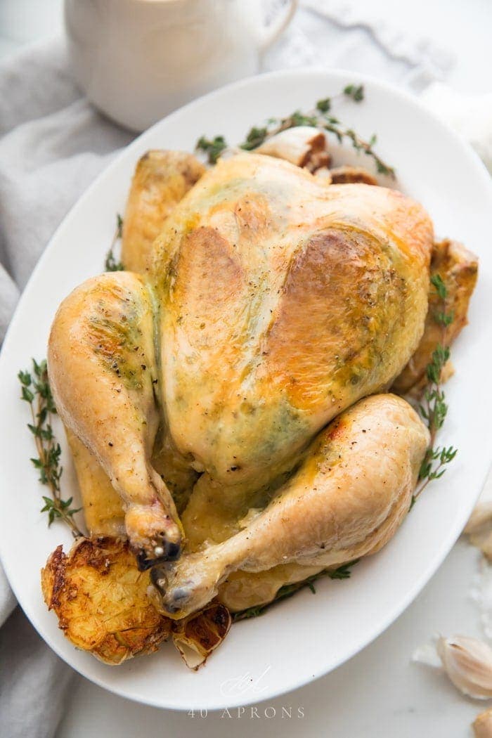 Slow Cooker Garlic Butter Whole Chicken With Gravy