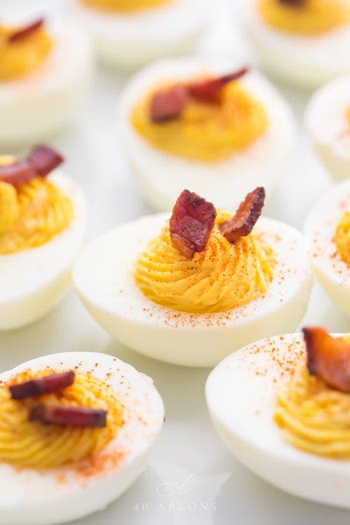 The Best Deviled Eggs with Bacon - Just a Taste