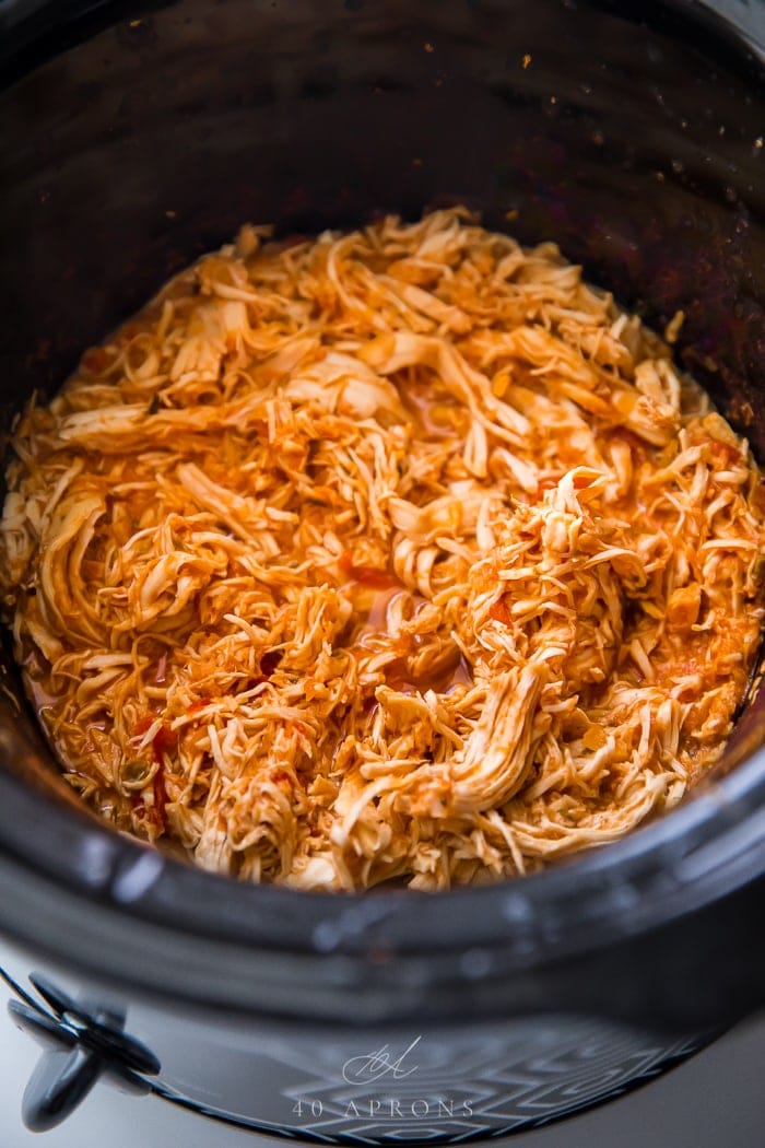 3 Ingredient Slow Cooker Mexican Shredded Chicken - 40 Aprons