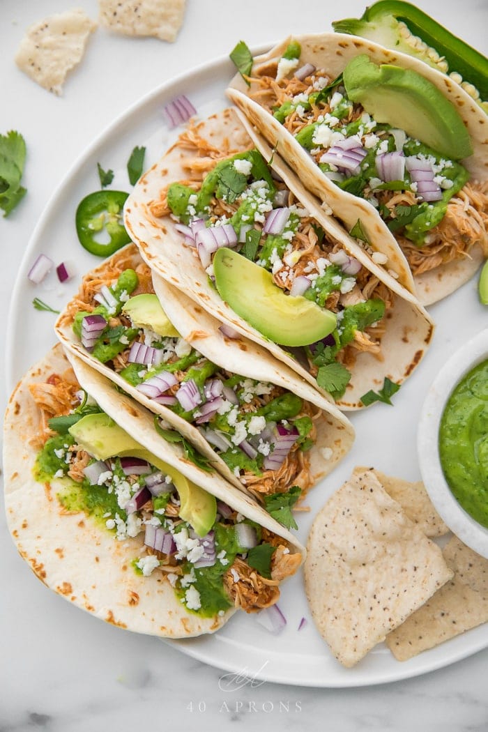 Slow cooker Mexican chicken tacos