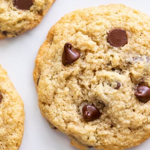 Close up of Almond flour chocolate chip cookies