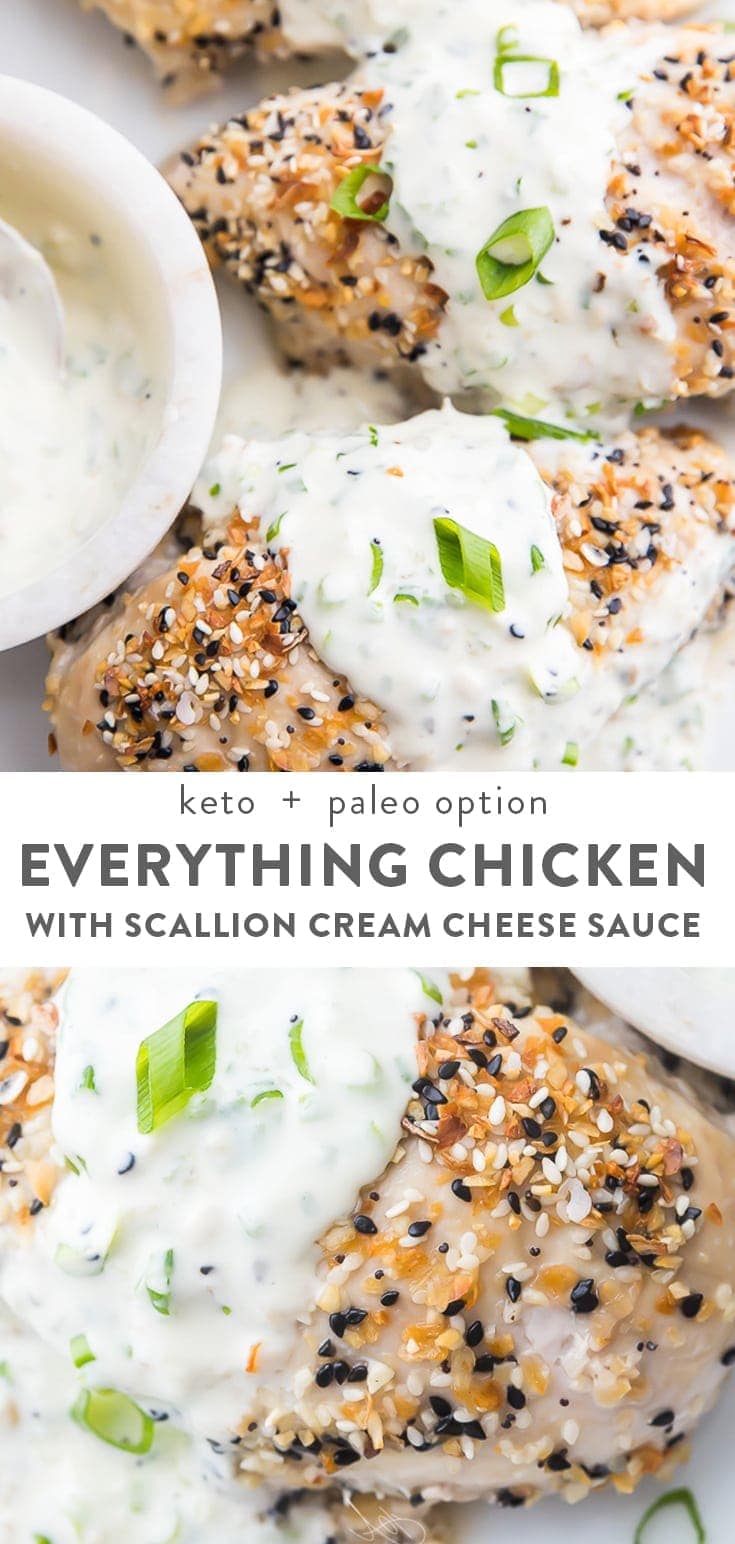 Everything Bagel Chicken with Scallion Cream Cheese Sauce (Keto) - 40 ...