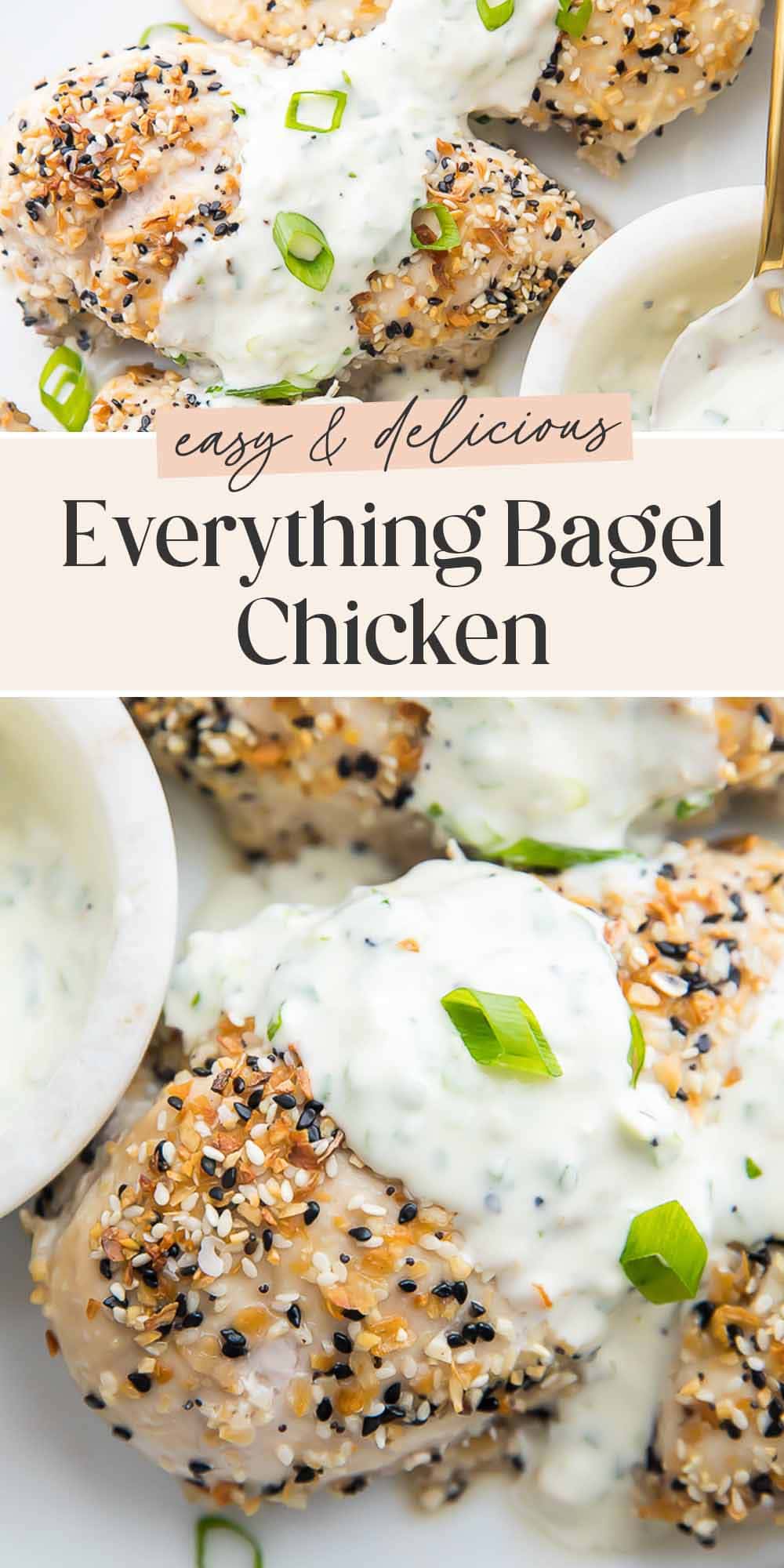 Pin graphic for everything bagel chicken.