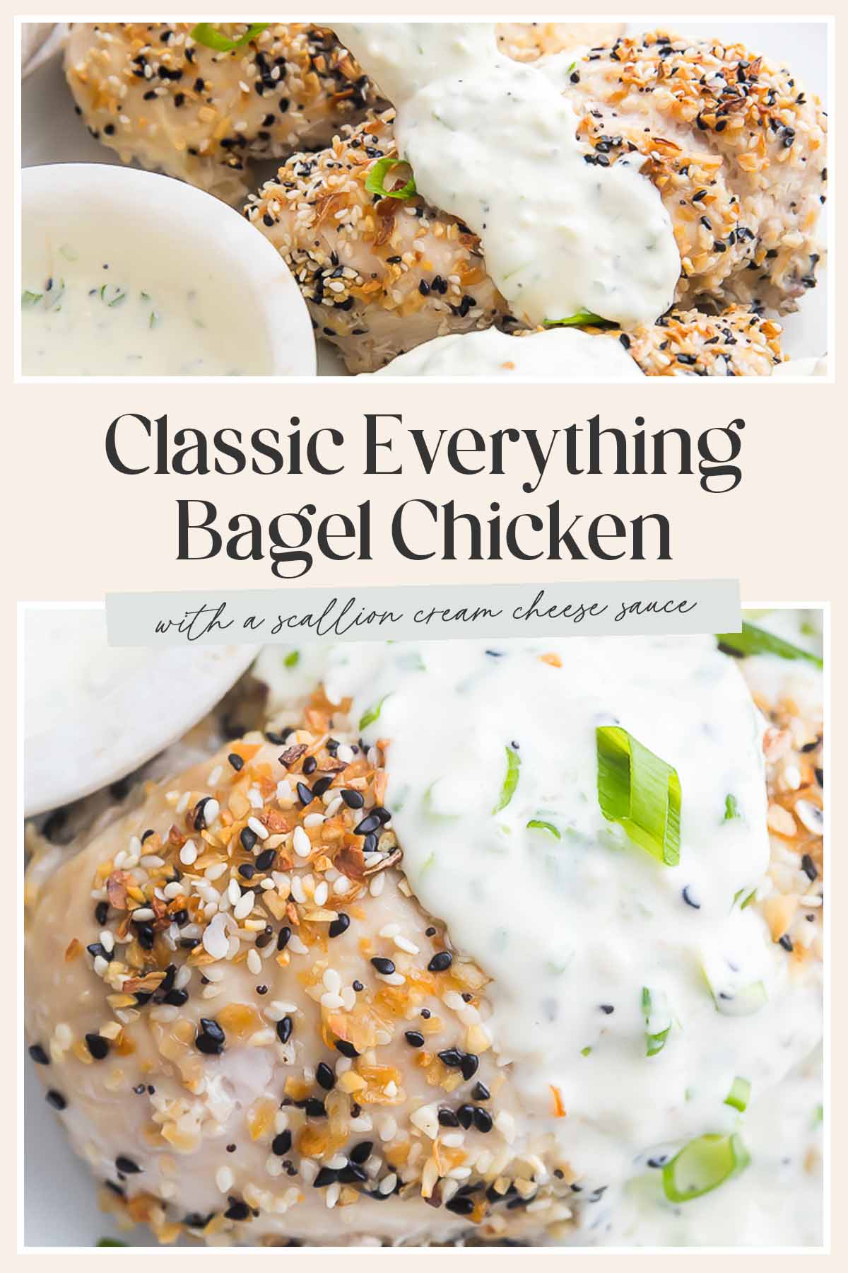 Pin graphic for everything bagel chicken.