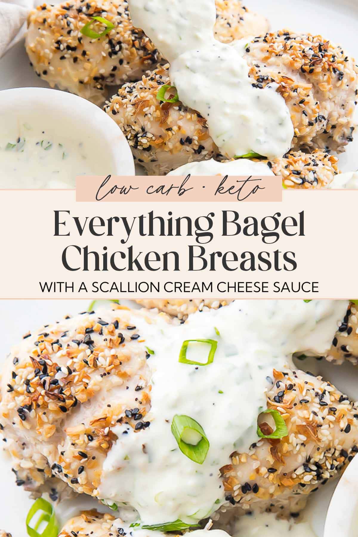 Pin graphic for everything bagel chicken.