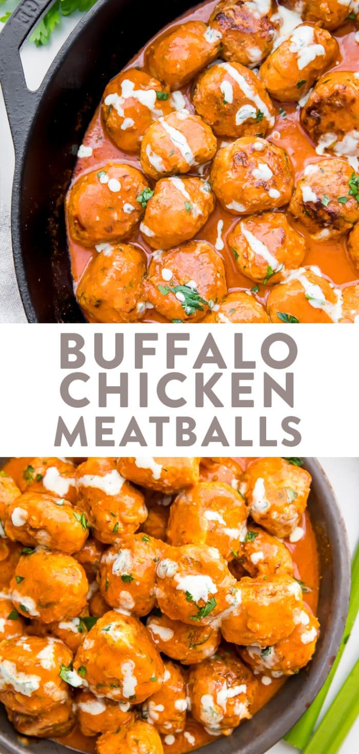 Buffalo chicken meatballs Pinterest graphic