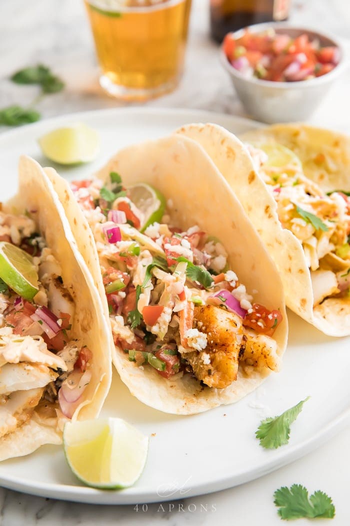 Easy Fish Tacos with Slaw and Chipotle Sauce - 40 Aprons