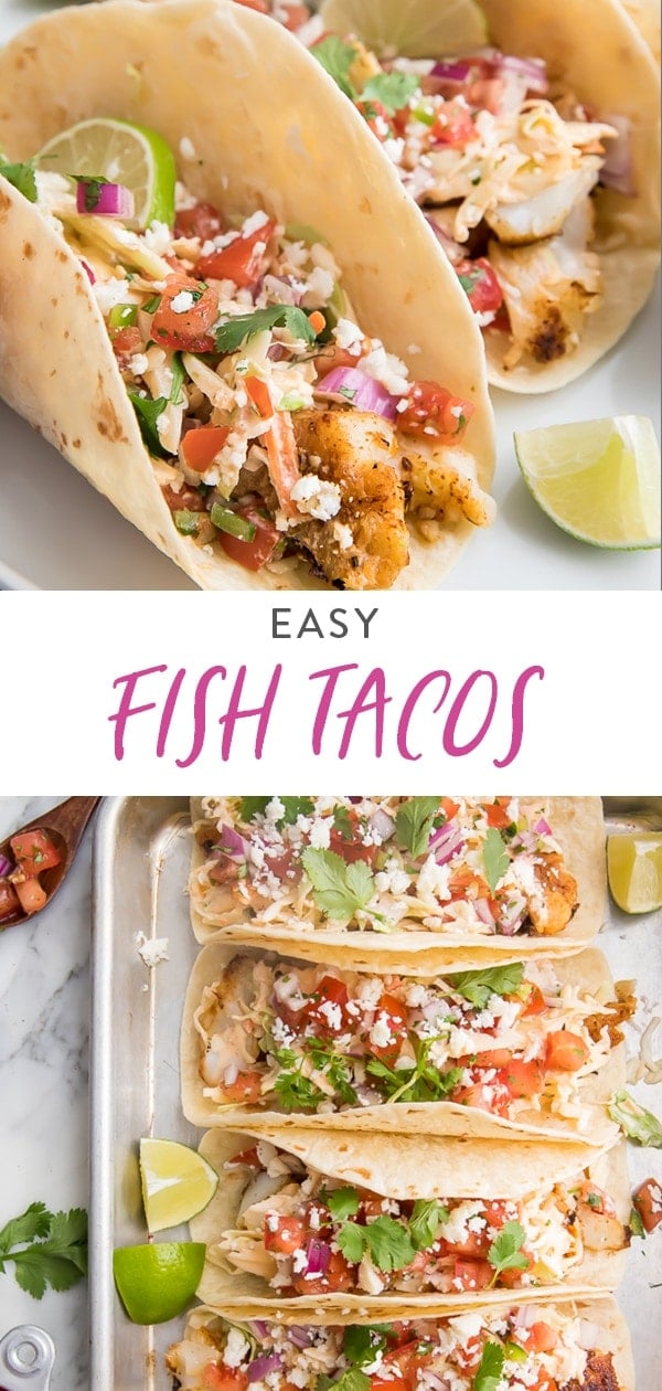 Easy fish tacos Pinterest graphic