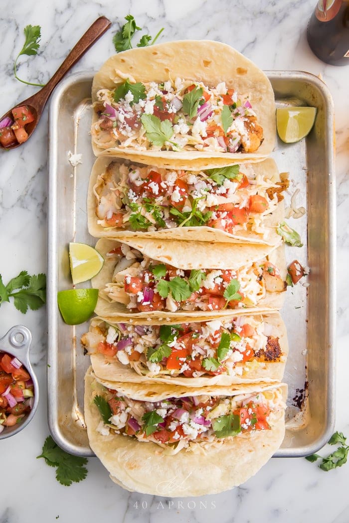 Easy Fish Tacos with Slaw and Chipotle Sauce - 40 Aprons