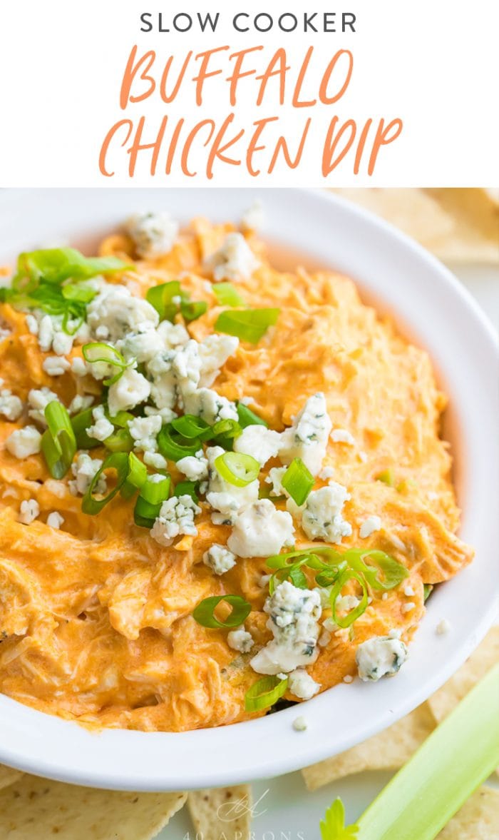 Slow Cooker Buffalo Chicken Dip Pinterest image with text overlay