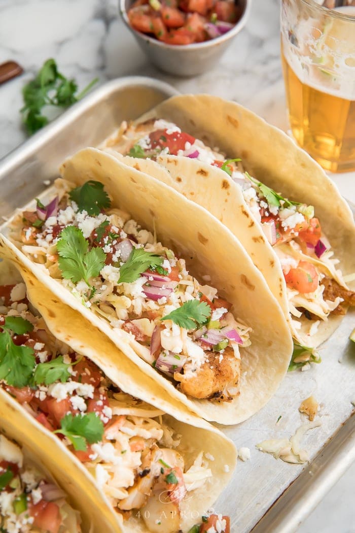 Easy Fish Tacos with Slaw and Chipotle Sauce - 40 Aprons