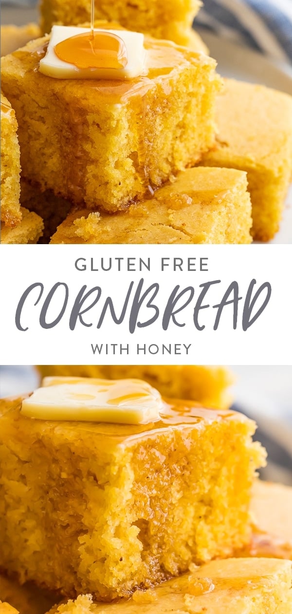 Gluten free cornbread with honey Pinterest graphic
