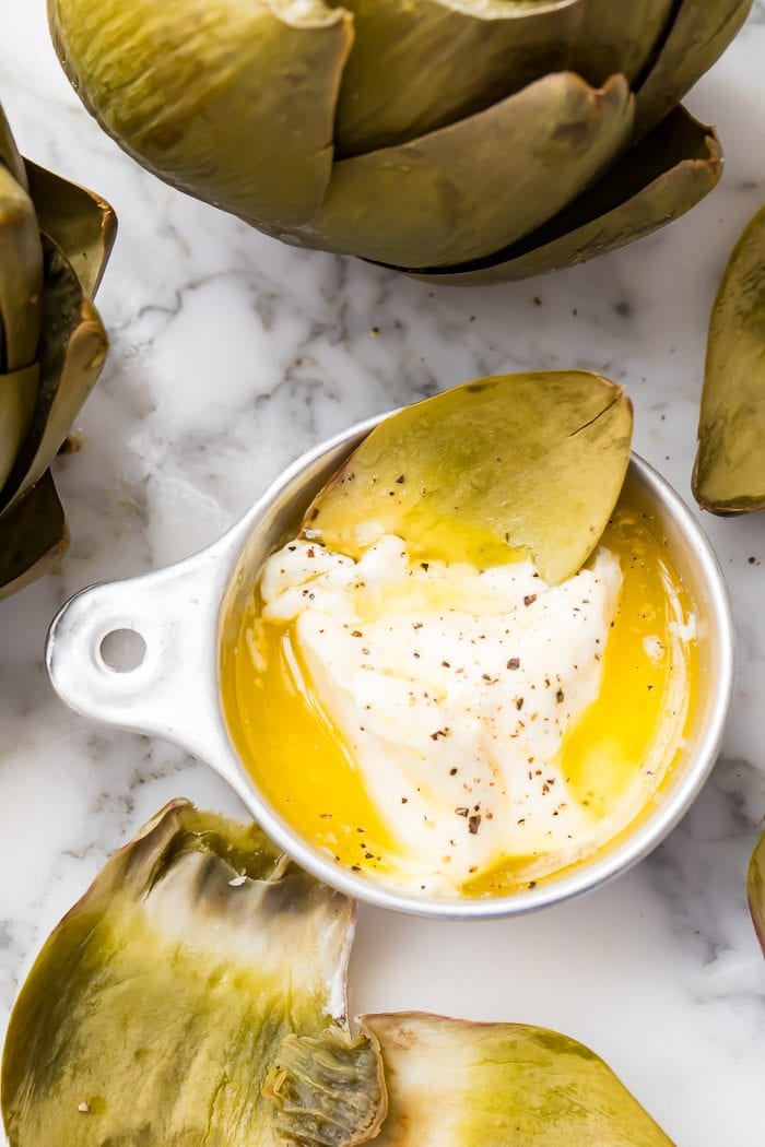 Artichoke leaf in butter