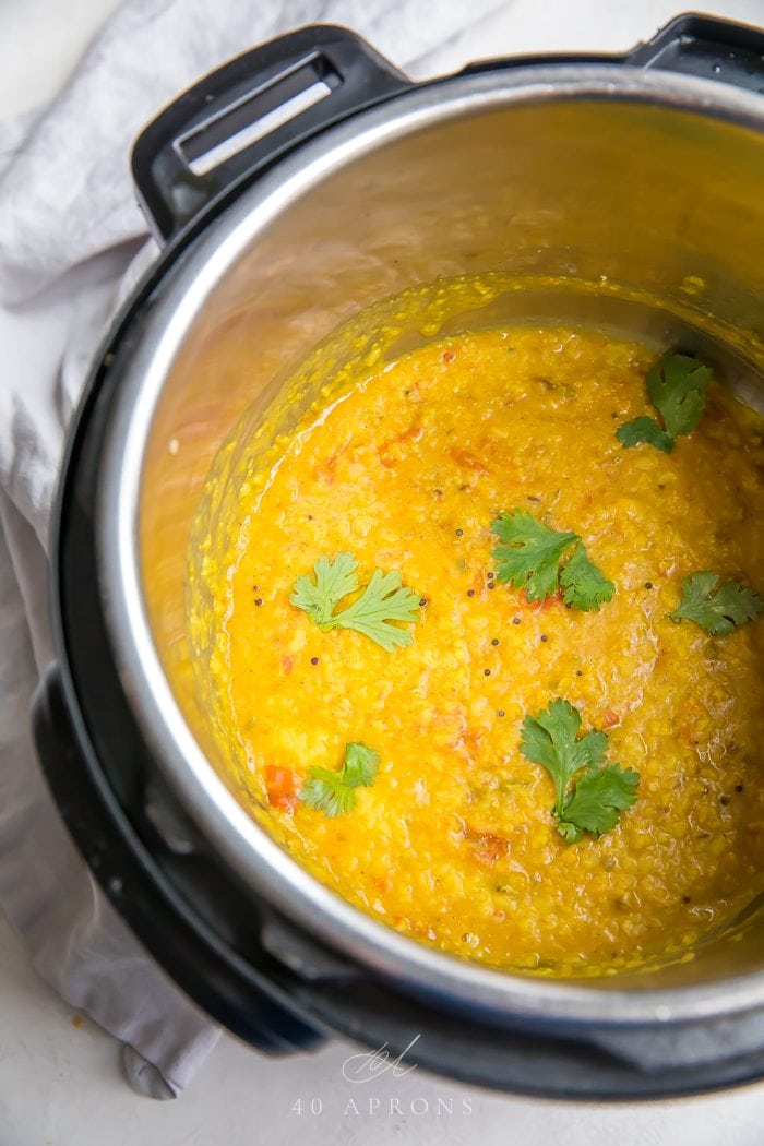 Cooked dal in an instant pot