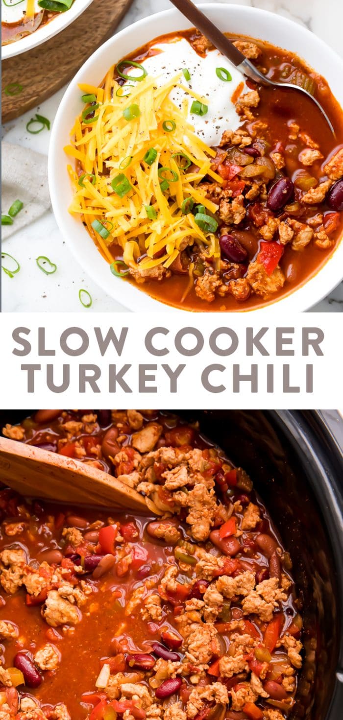 Slow Cooker Turkey Chili Pinterest graphic
