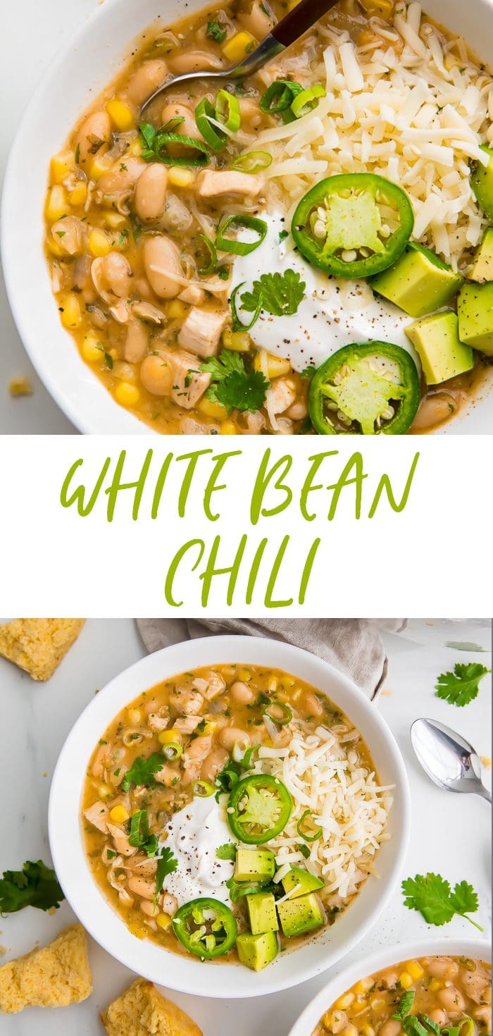 White bean chili Pinterest graphic