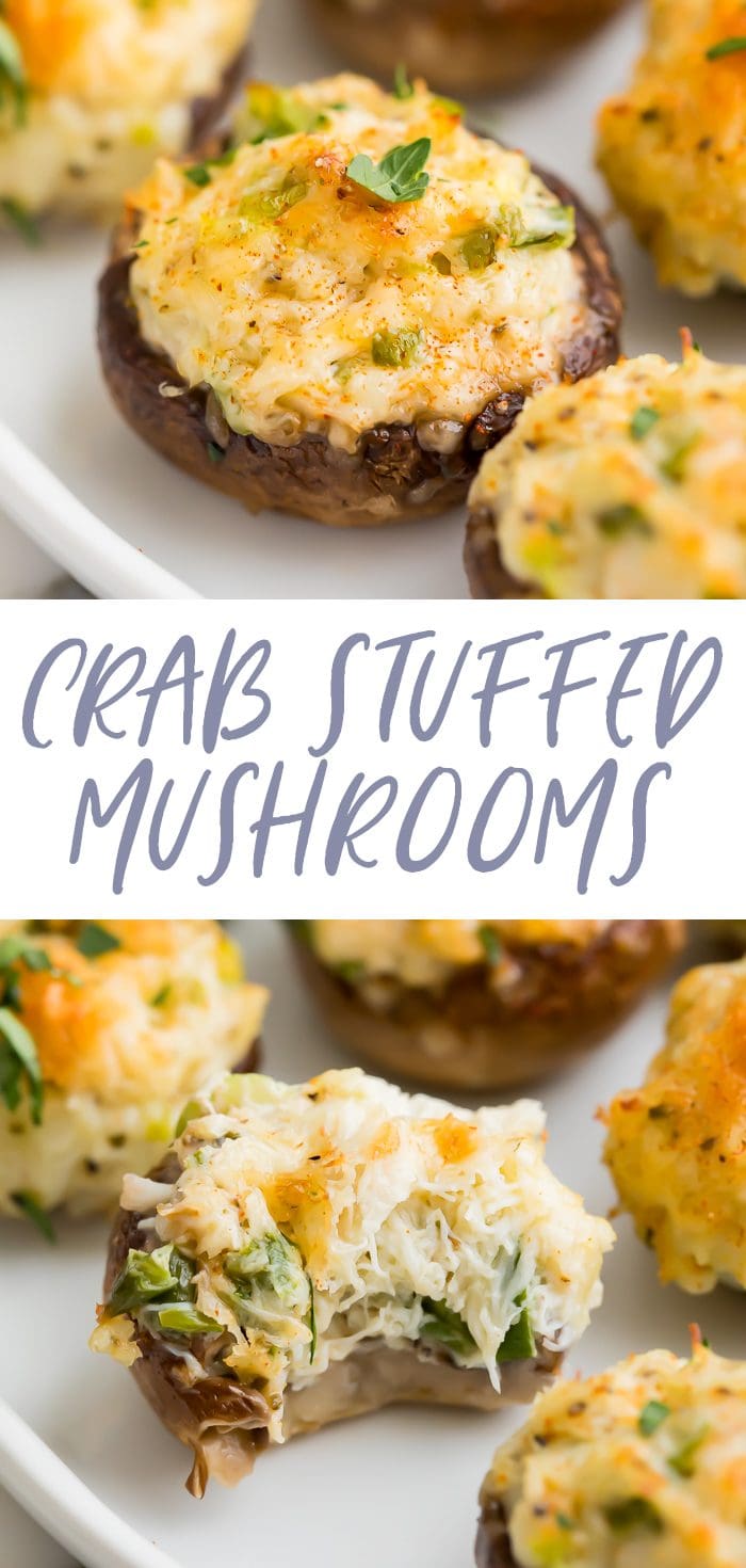 Crab stuffed mushrooms Pinterest graphic