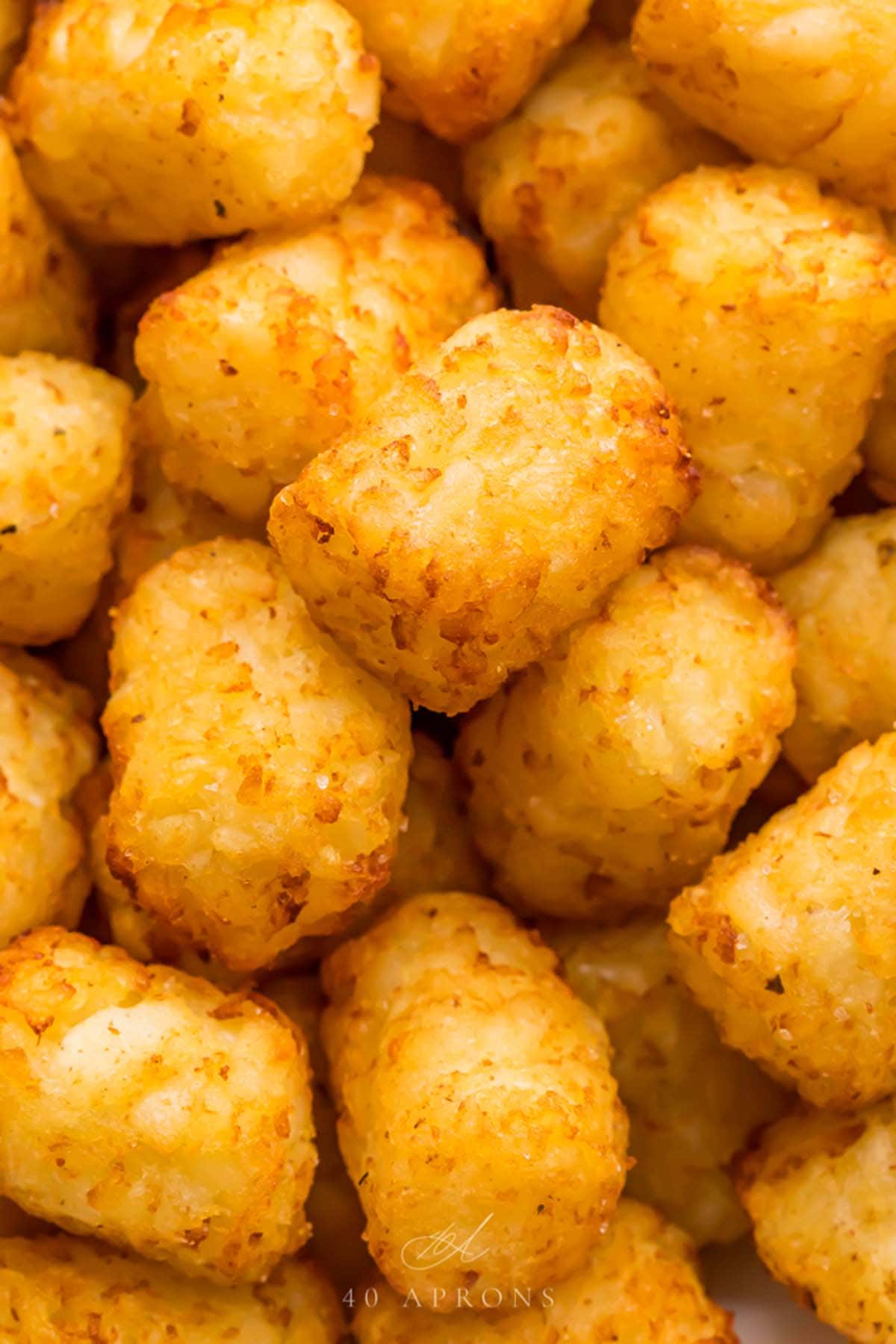 Close-up of crispy air fryer tater tots.