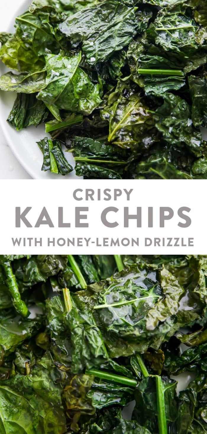 Crispy kale chips Pinterest graphic