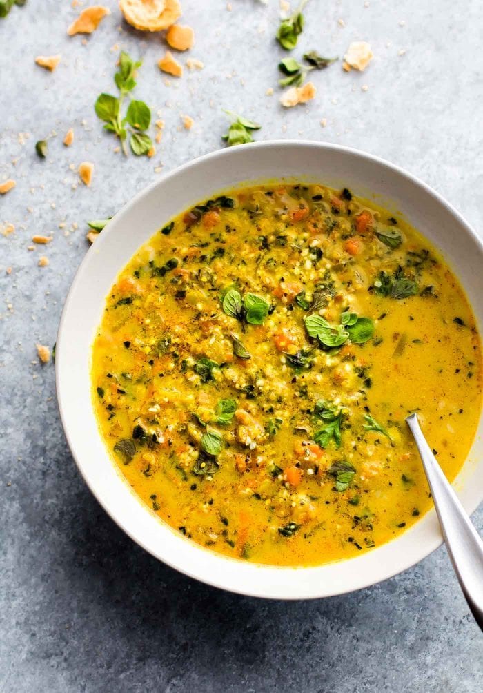 Curried rice in a white bowl