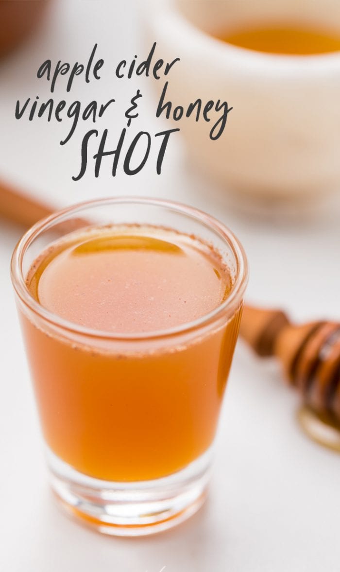 Apple cider vinegar and honey shot Pinterest graphic