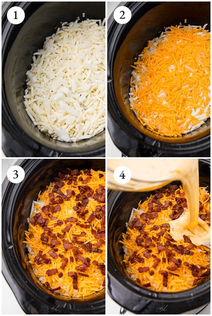 Four process shots to show how to make the casserole