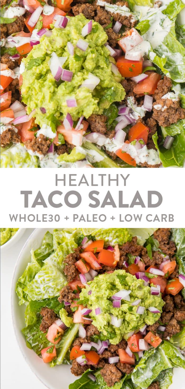 Healthy Taco Salad Pinterest graphic
