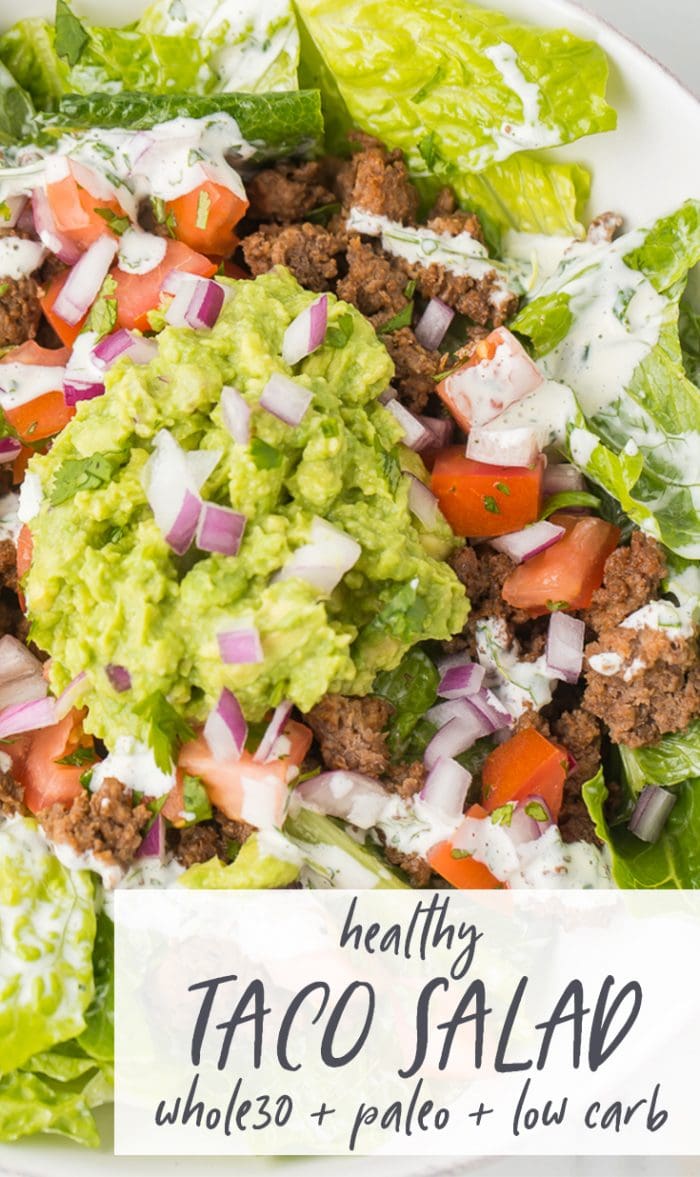 Healthy Taco Salad Pinterest graphic