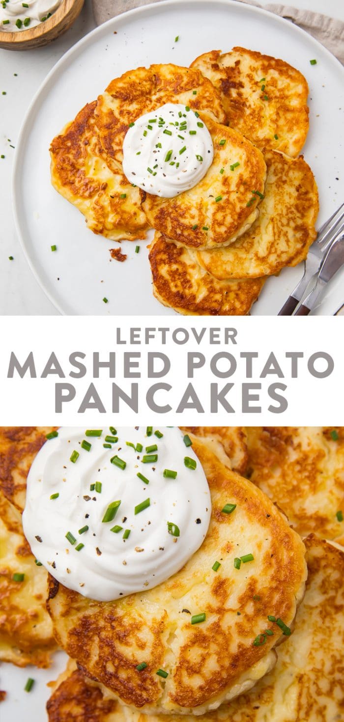 Leftover mashed potato pancakes recipe pinterest graphic