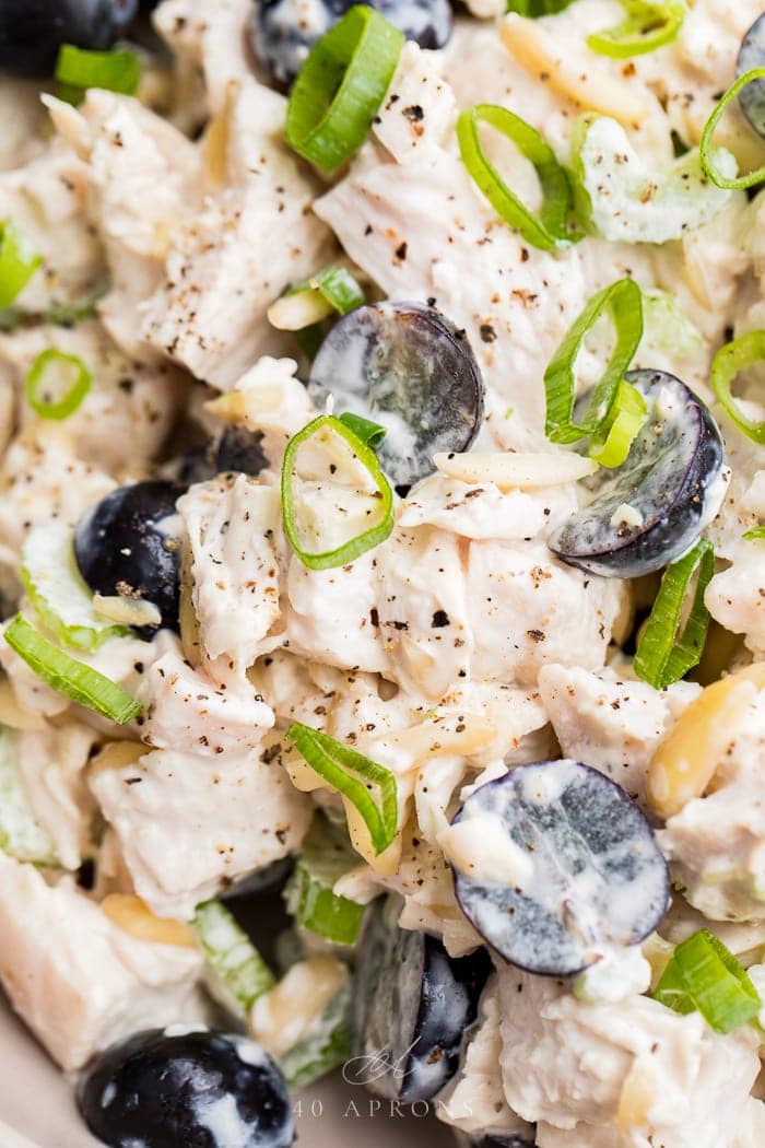 Close up of the whole30 chicken salad ready to serve